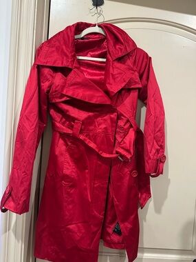 Bebe Women’s Red Trench Coat with Belt